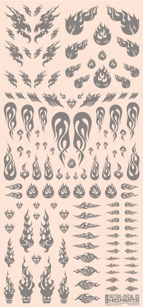 HiQ Parts Tattoo Decal 03 'Fire' Clear Black (1pc) - Image 2
