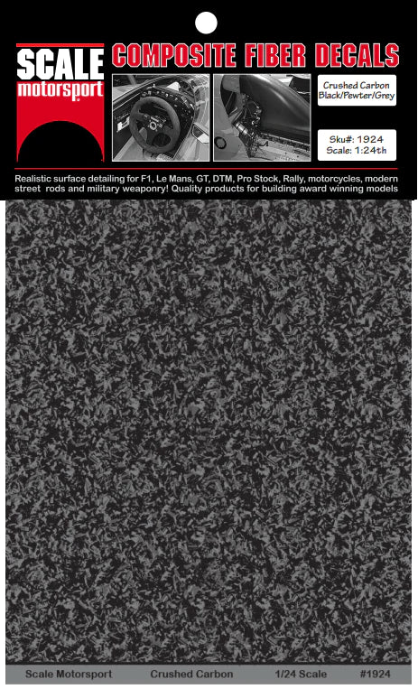 Scale Motorsport 1/24 Crushed Carbon Fiber Pewter Metallic Grey MODEL CAR WATERSLIDE DECAL 1924 - Image 4