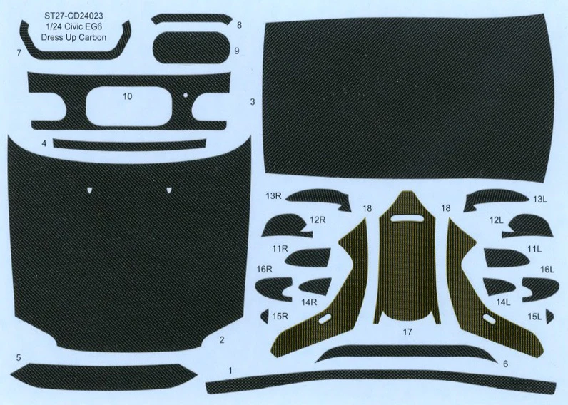 Studio27 1/24 Civic EG6 Dress Up Carbon decal for Hasegawa - Image 3